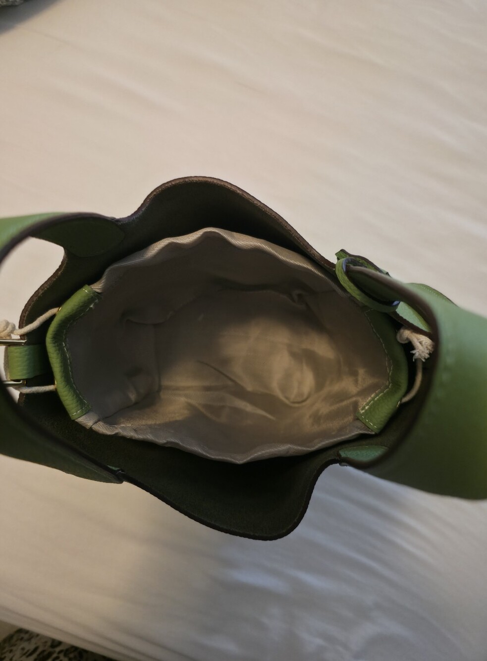 Green Pebbled Leather Bucket Bag - Women - Picture 4 of 5